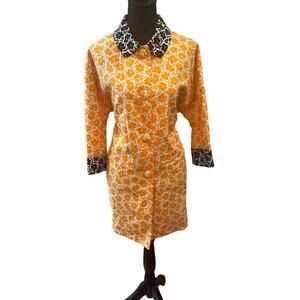 Rare Designer l Love Moschino Bright Orange Floral Unlined Lightweight Coat Sz 4